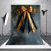 Lofaris Retro Blue Wall Floral Bow Tie Photo Backdrop